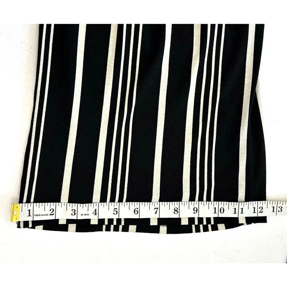 French Laundry Wide Leg Cropped Pants M Black & White Striped Elastic Waist